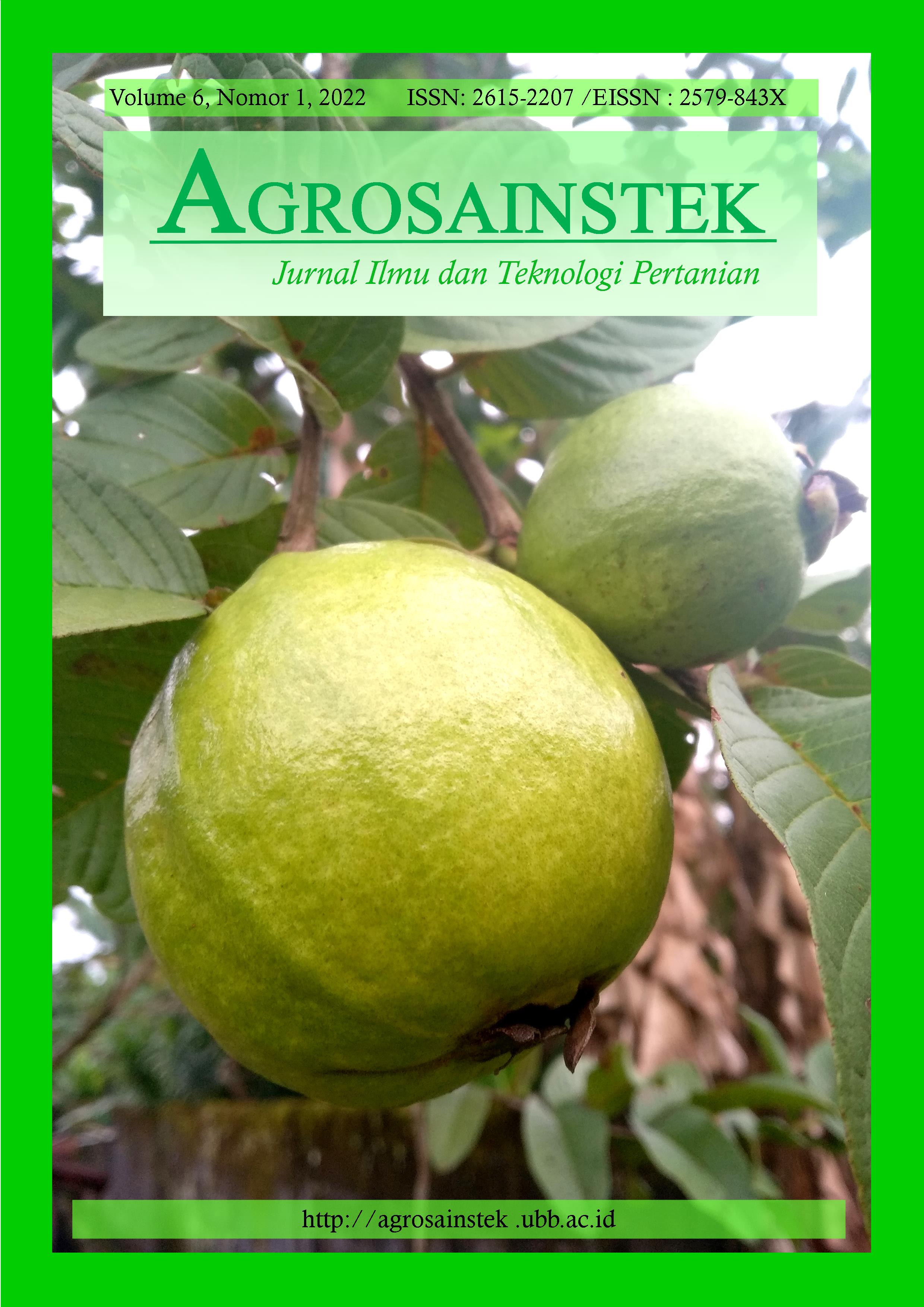 					View Vol. 6 No. 1 (2022): AGROSAINSTEK: Jurnal Ilmu dan Teknologi Pertanian
				